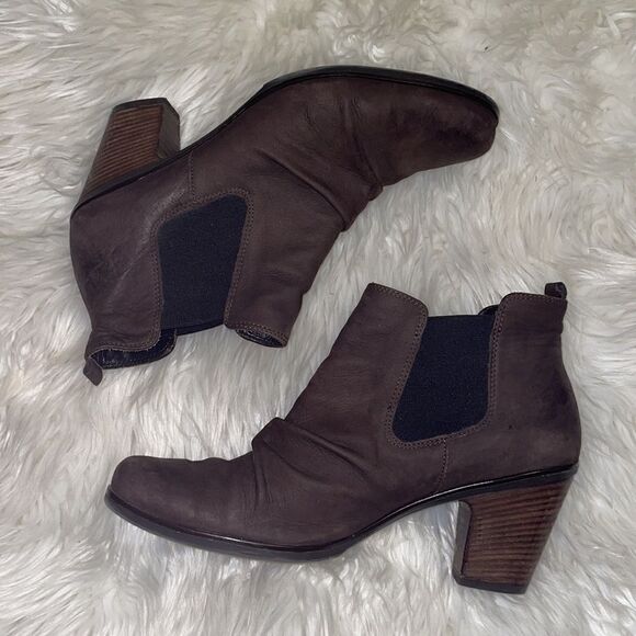 Paul Green Brown Nubuck Suede Leather Ankle Boots - Picture 2 of 7